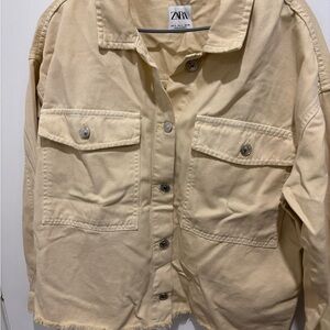ZARA Cream Utility Button-Front Jacket